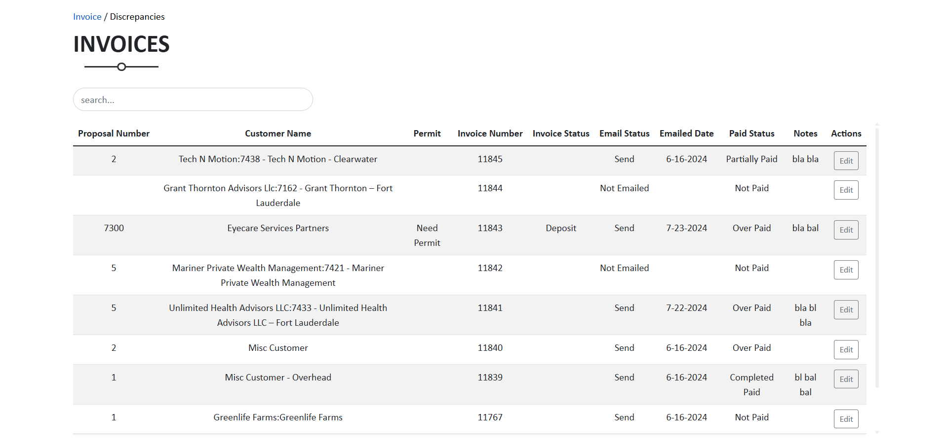 Invoices Project